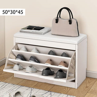 Cushioned Shoe Bench With Storage