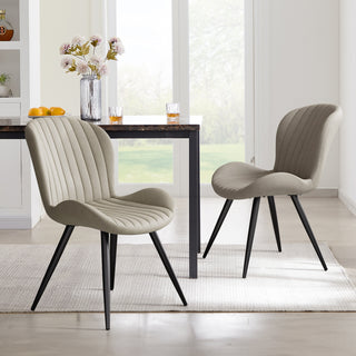 Dining Chairs Set Of 2,Modern Fabric Dining Chairs Featuring Ergonomic Backrests, Thickly Padded Cushions, And Sturdy Metal Legs