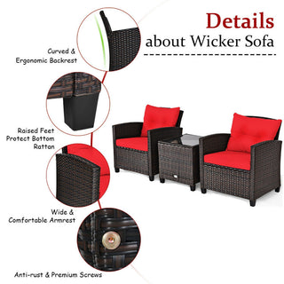 Christel Three Piece Patio Set in Red