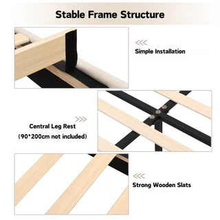 Velvet Upholstered Bed,Single Bed-3ft 90x190cm, Shell-like Bed With Golden Iron Legs, Wooden Slatted Frame, Upholstered Bench With Storage Space 90x40x42cm