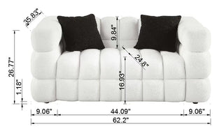 62.2length ,35.83inch  Deepth ,human Body Structure For USA People, Marshmallow Sofa,boucle Sofa ,White Color, 2 Seater