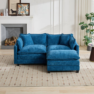 Cloud Sofa Ottoman Only, Modern Sectional Couch, For Living Room Bedroom And Apartment, Comfy Double Layer Upholstered Seat Cushion, Breathable Chenille Fabric, Blue