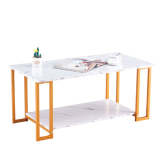 D & N White Marble Coffee Table with Gold Legs – Elegant &amp; Modern Design