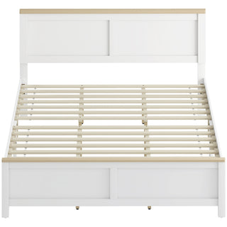 Queen Bed Frame with Headboard, Modern Platform Bed Frame with Wooden Slats, No Box Spring Needed, Easy Assembly, White