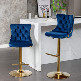 Sasha Velvet Swivel Barstools (Set of 2)
