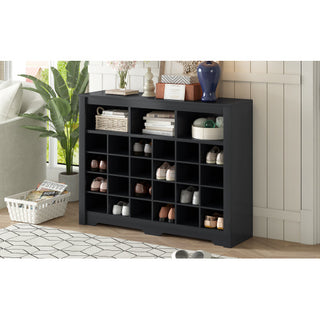 Modern Curved Black Shoe Cabinet