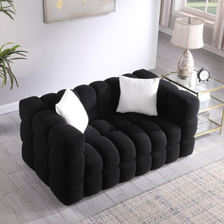 62.2length ,35.83inch Deepth ,human Body Structure For USA People, Marshmallow Sofa,boucle Sofa ,BLACK Color, 2 Seater
