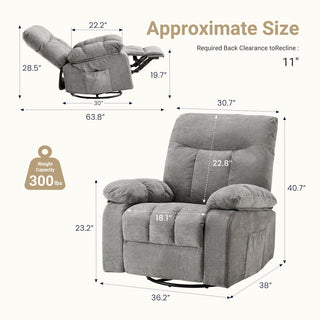 Rocking Chair And Lounge Chair, Rotating Lounge Chair With Vibration Massage And Lumbar Heating