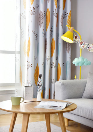 Nordic Style Leaf Shading Curtains