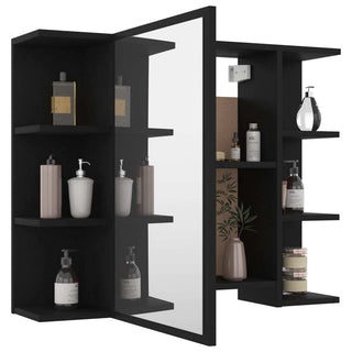 vidaXL 4 Piece Bathroom Furniture Set Black Engineered Wood