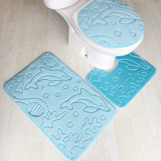 Pebble flannel embossed bathroom three-piece mat