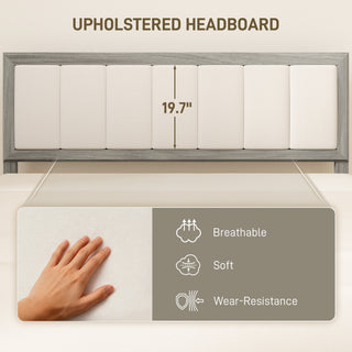 Queen Bed Frame with Headboard Queen Platform Bed Frame with Wooden Slats No Box Spring Needed Easy Assembly Gray