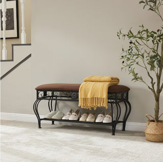 Upholstered Shoe Rack Bench Organizer