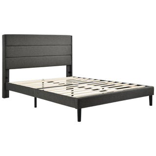 Linen Bed Frame With Slatted Frame