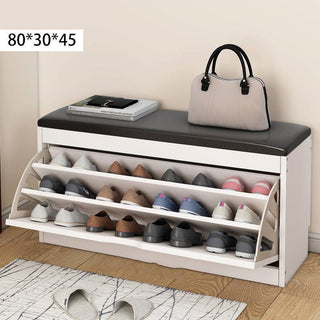 Cushioned Shoe Bench With Storage