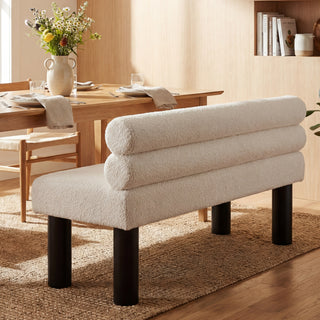 Upholstered Dining Bench, End Of Bed, Entryway Bench, Ottoman For Dining Room, Bedroom, Living Room, Rubber Wood Leg 300 LBS Support, Beige