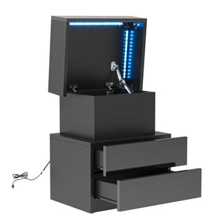 Modern Black LED Nightstand
