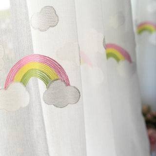 Rainbow Pastoral Embroidered Gauze Curtains