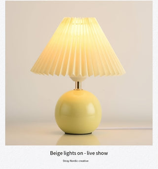 Ceramic Bottom Pleated Table Lamp