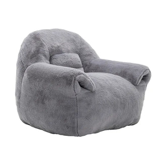 Bean Bag Chair, Comfy Bean Bag Sofa With Back Support, Faux Fur Bean Bag Chair For Adults And Kids, Stuffed Floor Sofa For Living Room, Bedroom, Apartment, Grey