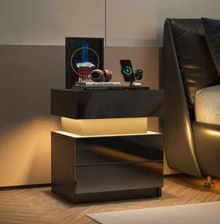 Modern Black LED Nightstand