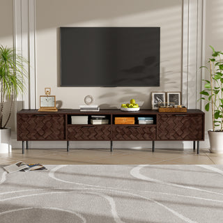 78 Inch Modern TV Stand For TVs Up To 85, Entertainment Center With Closed Storage & Cable Management, Soft-Closing Hinges, Iron Legs For Living Room