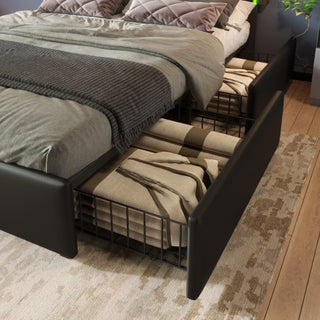 PU Belt, LED Strip And Bed Frame With 4 Drawers