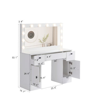 White Dresser with Lighted Mirror