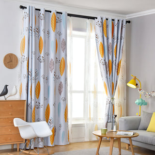 Nordic Style Leaf Shading Curtains