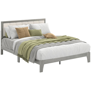 Queen Bed Frame with Headboard Queen Platform Bed Frame with Wooden Slats No Box Spring Needed Easy Assembly Gray