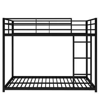 Full Metal Bunk Bed, Low Bunk Bed With Ladder, Black