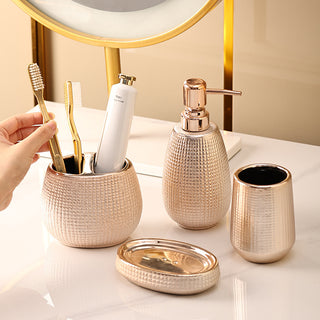 Rose Gold Ceramic Bathroom Cleaning Kit