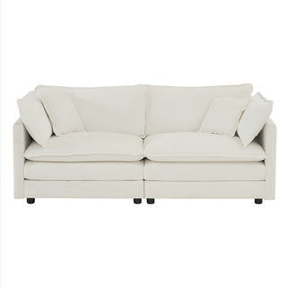Modern Fabric Double Sofa With 4 Pillows