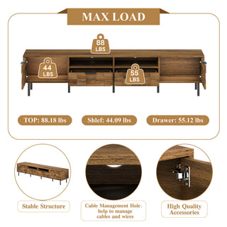 Mid Century TV Stand With 2 Drawers, Media Console Table For TVs Up To 85'', Entertainment Center With Storage For Living Room, Bedroom, Home Theatre
