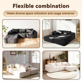 108-inch Modular Combination Sofa, Modern Modular L-shaped Sofa With A Lounge Chair, Upholstered Boneless Sofa
