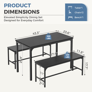 Three-piece Set Of Dining Table And Chairs