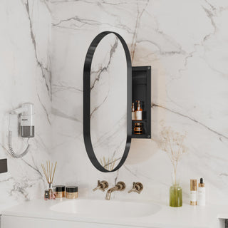 Oval Recessed Mirror Cabinet 20x34