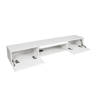 Floating TV Stand Wall Mounted With 16 Color LEDs, Modern TV Stand,Floating TV Cabinet Entertainment Center For 55 60 65 Inch TV,White