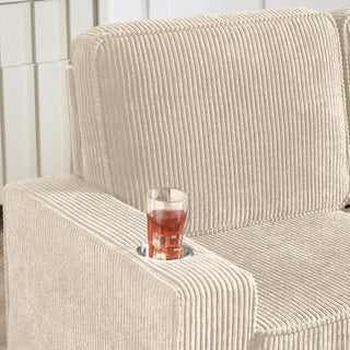 83.86 Corduroy Fabric Sofa,Modern Compressed Couch,3-Seater Sofa, Furniture For Living Room,Bedroom,office ,Beige