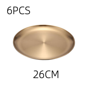 Retro Metal Round Tray Stainless Steel Snack