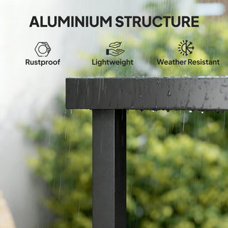 75" x 35" Outdoor Dining Table for 8 People, Rectangular Aluminum Frame Garden Table with All-Weather Faux Wood Top for Garden, Lawn, Patio, Black