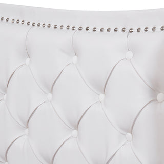 Upholstered Bed 135 X 190cm - Bed With Slatted Frame, 2 Drawers And Headboard With Pull Point Rivets - Wood & Faux Leather - White - Youth Bed Guest Bed