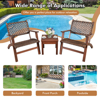 Nalani 3 Piece Outdoor Wooden Patio Set
