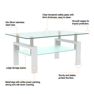 Modern Minimalist Coffee Table (White)