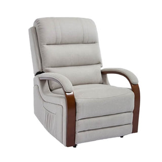 Power Lift Recliner Chair With Massage & Heat For Elderly, Dual Motor Electric Lift Recliner, Egyptian Velvet Fabric Upholstery, Side Pockets, Beige