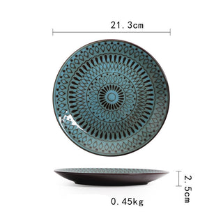 Ceramic Bowls Plates Set Retro Household