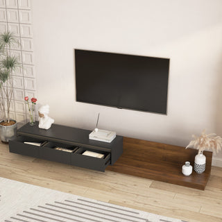 Modern TV Stand With LED Lights , Entertainment Center Wooden TV Stand, TV Stand Desk Media Cabinet With Storage For Living Room Bedroom