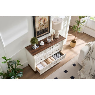 Kelce Farmhouse Style Dresser (6 Drawers) Wooden Rustic Chest Of Drawers