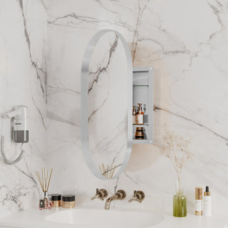 Oval Bathroom Mirror Cabinet, 20x34