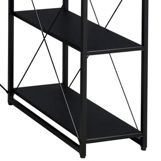 Black Desk With Open Shelves And Hutch